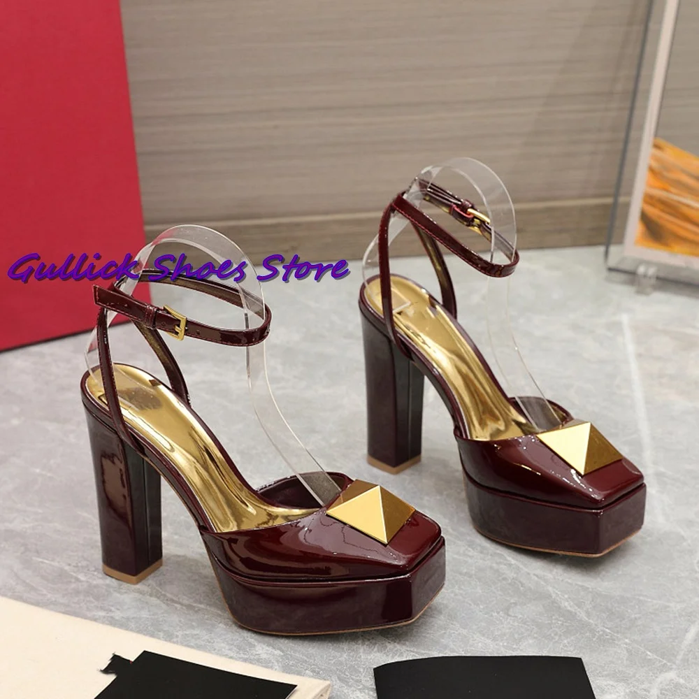 Kids Shoes Women - New Rivet Platform Sandals Square Toe