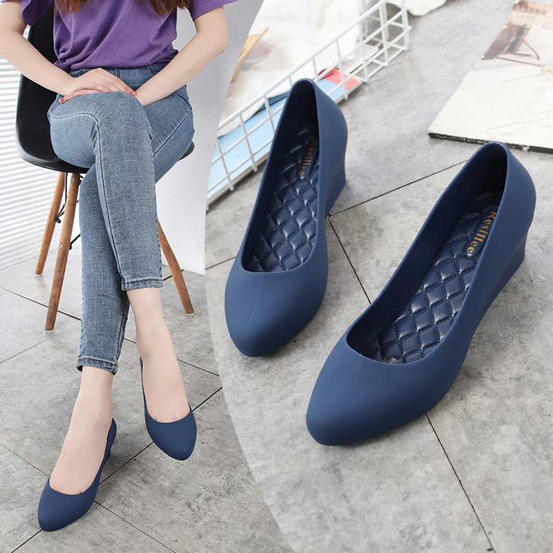 Women'S Shoes Water Resistant - Resillee Women Navy Blue Wedge Heel
