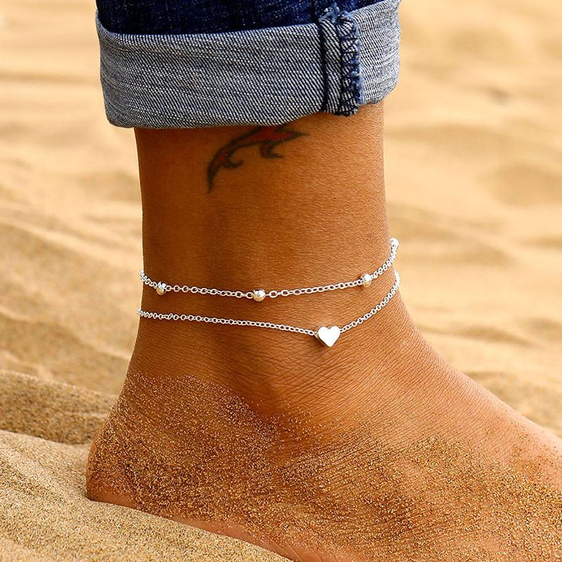 Gold Chain Sandal - LETAPI Two Layers Chain Heart Style