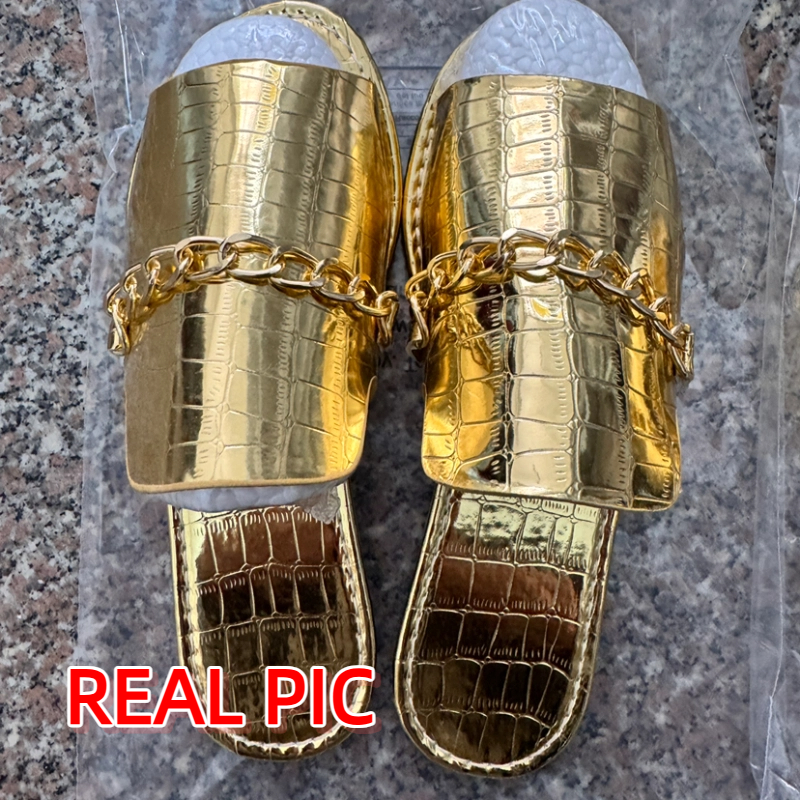 Women's Glitter Gold Slippers  - Gold Chain Sandal 评论和价格