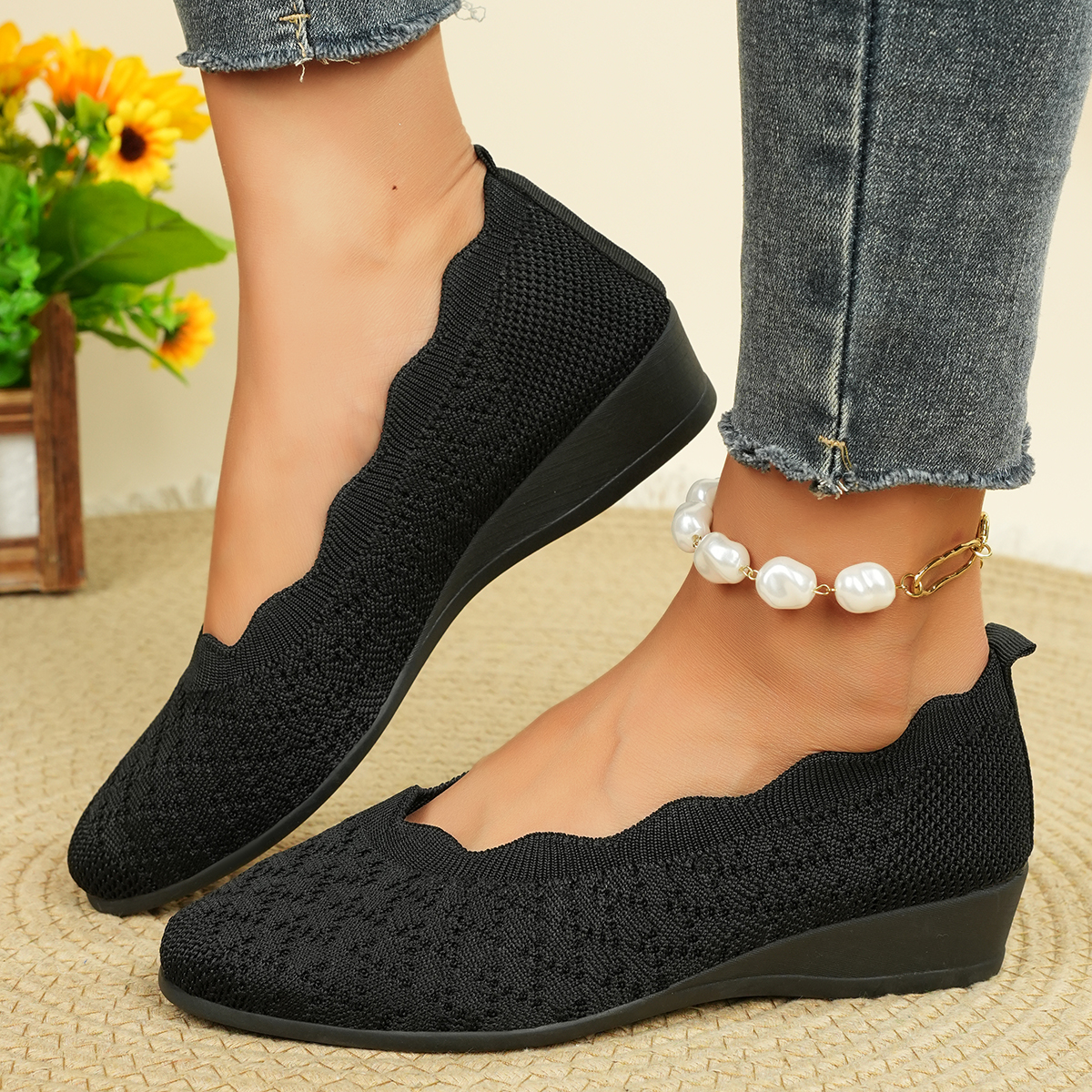 Women's Breathable Knit Flats  - Shoes For Women Flats 评论和价格