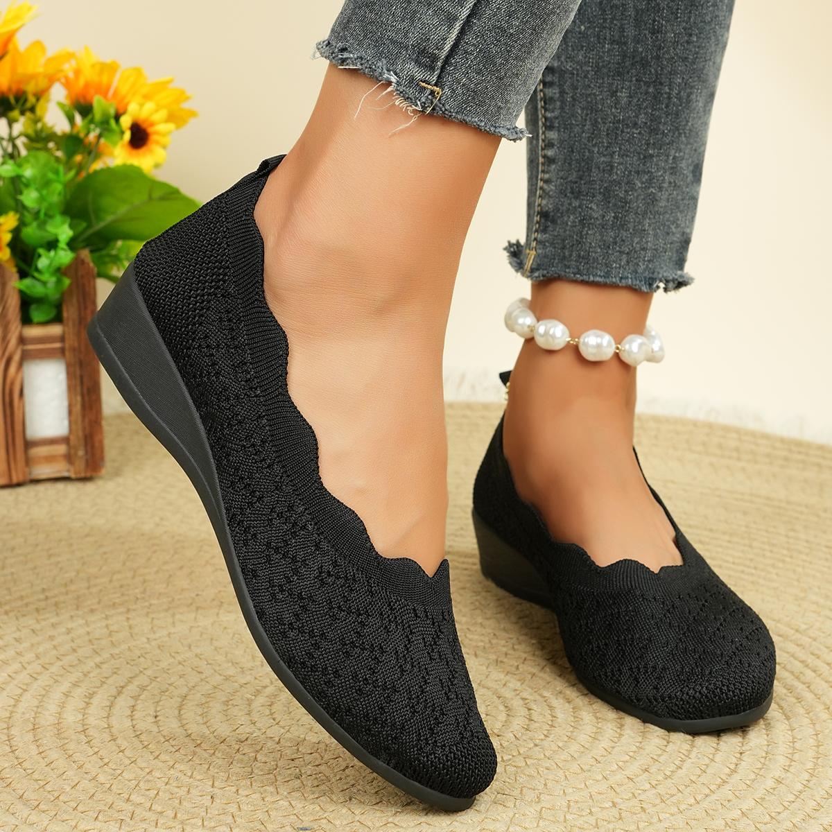 Women's Breathable Knit Flats  - Shoes For Women Flats 评论和价格