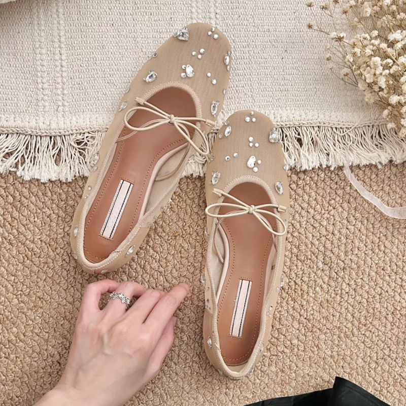 Diamond Luxury Mesh Mules Sand - Shoes For Women Flats 评论和价格