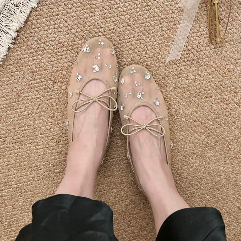 Diamond Luxury Mesh Mules Sand - Shoes For Women Flats 评论和价格