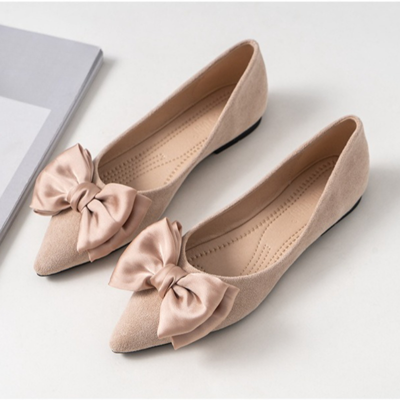 Silk Bowknot Flats Women Flock - Shoes For Women Flats 评论和价格