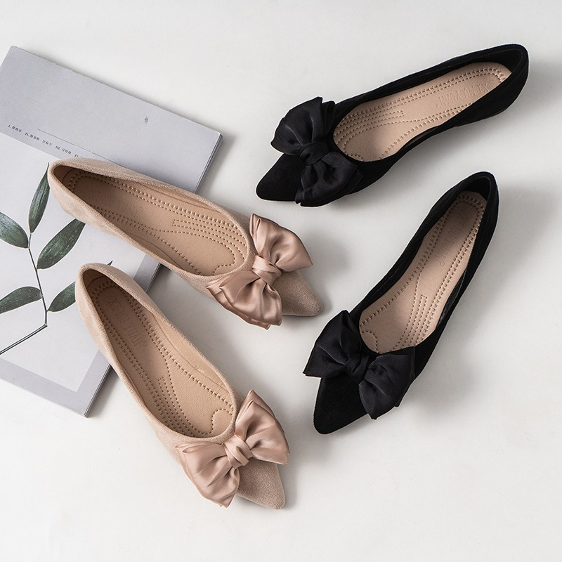 Silk Bowknot Flats Women Flock - Shoes For Women Flats 评论和价格