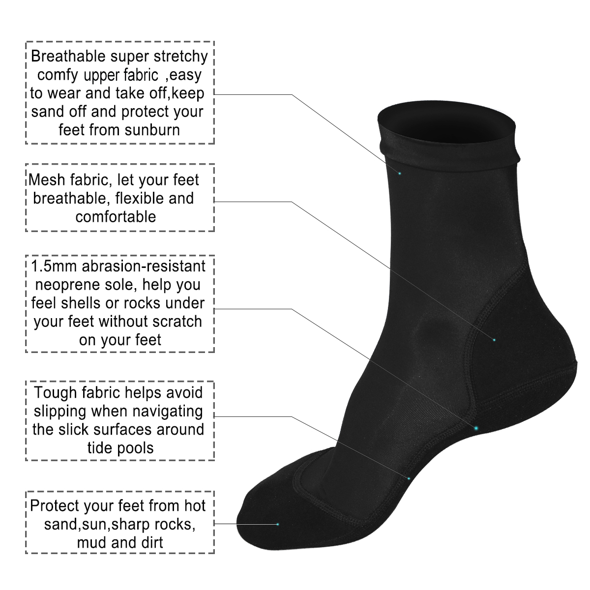 Neoprene Fin Socks for Sand Be - Women'S Shoes For Neuropathy 评论和价格