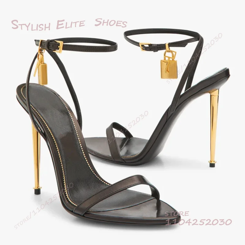 Gold Metal Stiletto Sandals Wo - Gold Chain Sandal 评论和价格