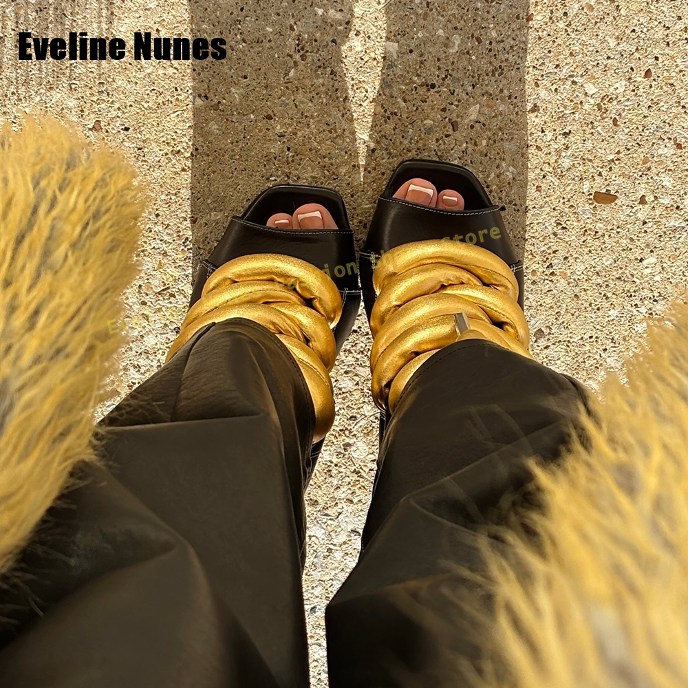 Women's Black Gold Chain Decor - Gold Chain Sandal 评论和价格