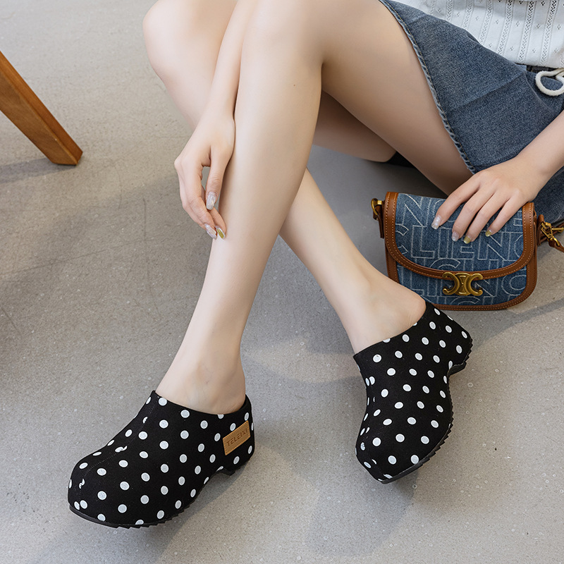7cm Summer Black and White Pol - Women'S Shoes Water Resistant 评论和价格