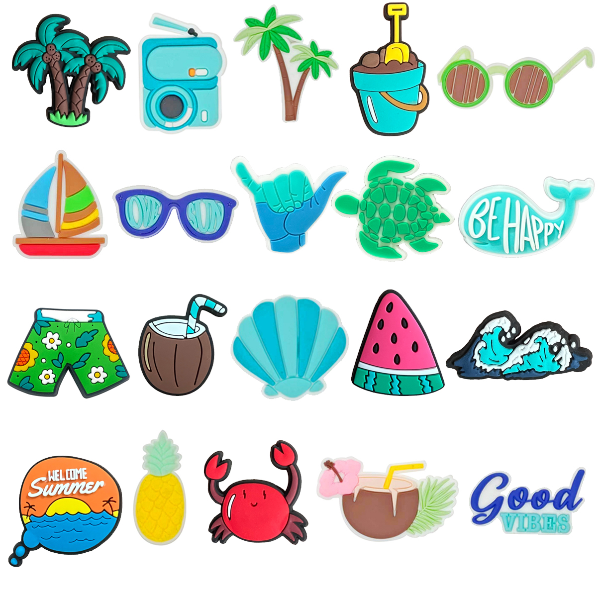 Summer Beach Coco Shoe Charms  - Croc Style Clog 评论和价格