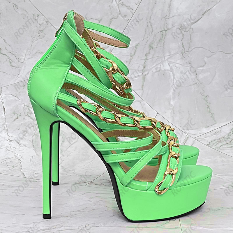 Rontic New Arrival Women Summe - Gold Chain Sandal 评论和价格