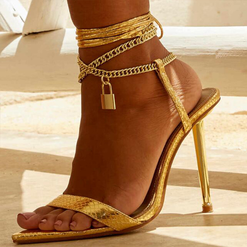 2026 Women's Silver Gold Chain - Gold Chain Sandal 评论和价格