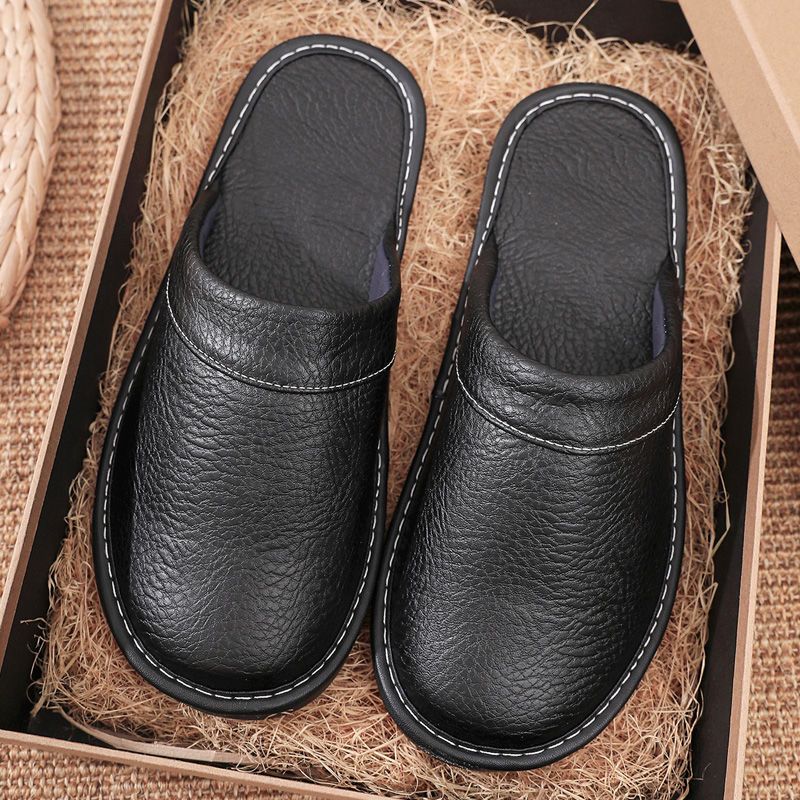 Home Leather Slippers Men and  - Women'S Shoes Water Resistant 评论和价格