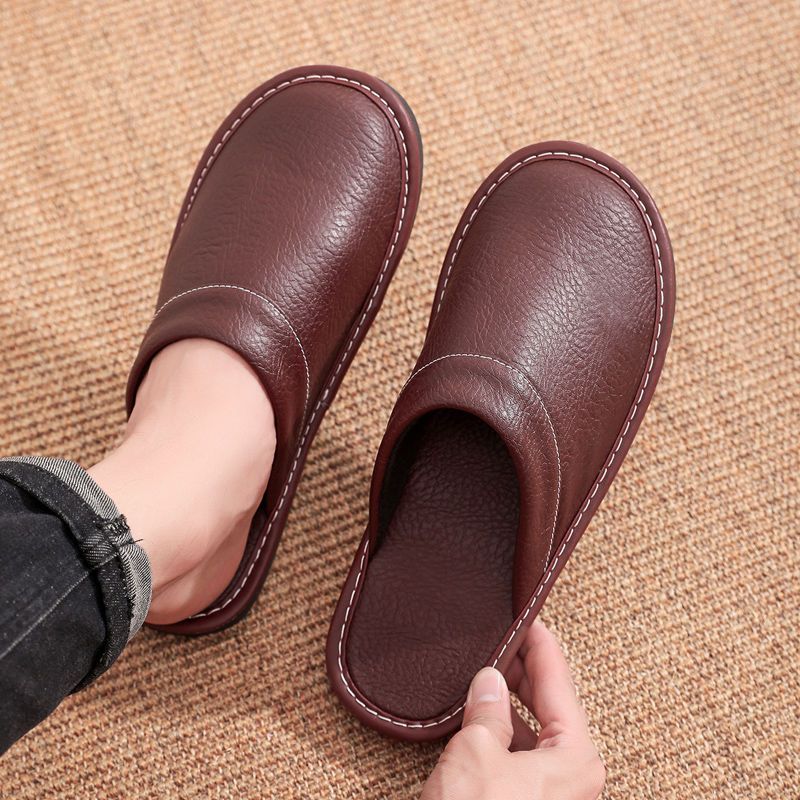 Home Leather Slippers Men and  - Women'S Shoes Water Resistant 评论和价格
