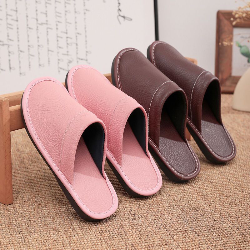 Home Leather Slippers Men and  - Women'S Shoes Water Resistant 评论和价格