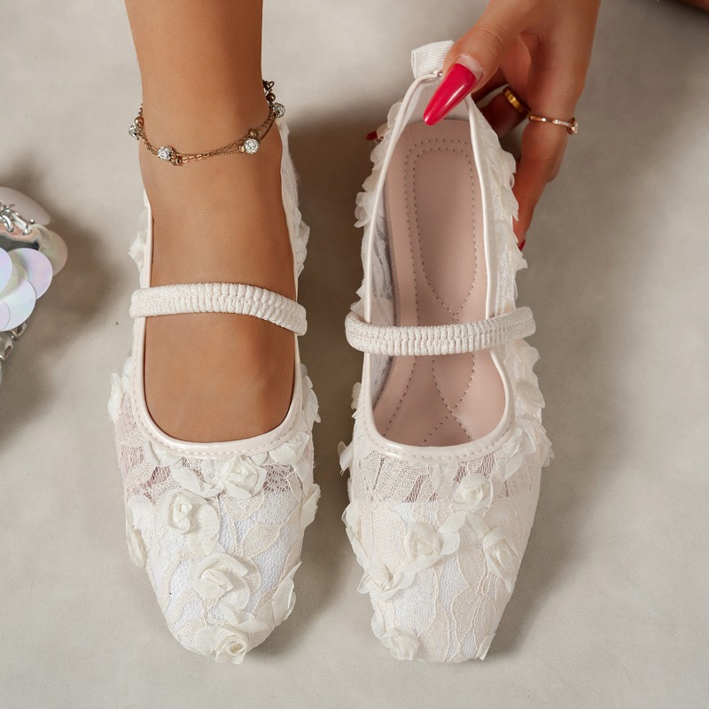 Fashion New Pink Lace Flower F - Shoes For Women Flats 评论和价格